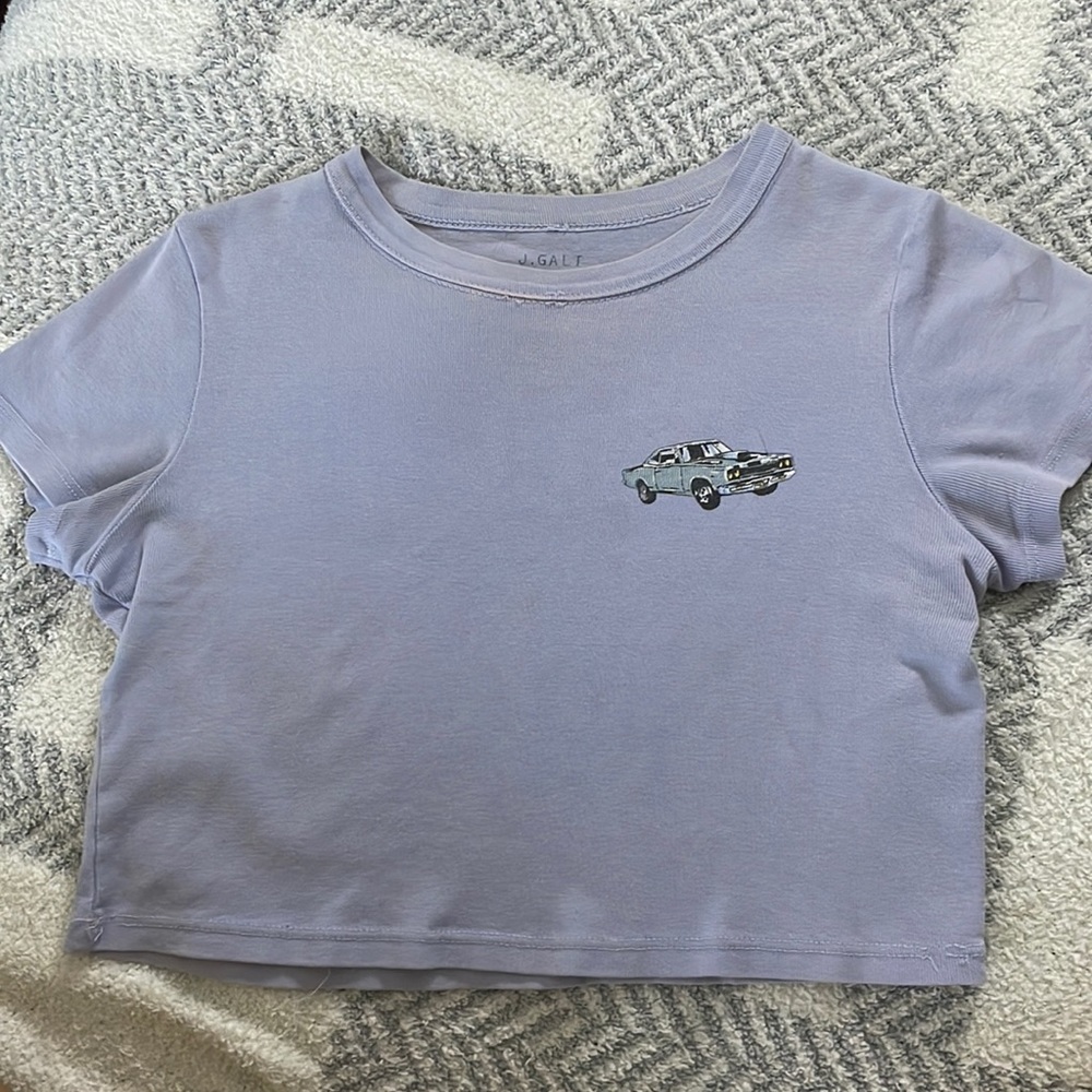 John Galt Brandy Melville Purple Graphic Baby Tee One Size